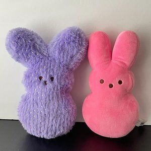 Peeps Just Born Lot 2 Bunny Plush Rabbit Stuffed Animal Easter Toy Purple Pink